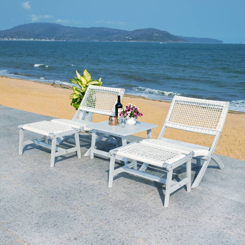 SAFAVIEH Lissy Acacia/ Rope Outdoor Chair & Table Set - 24W x 28D x 31H