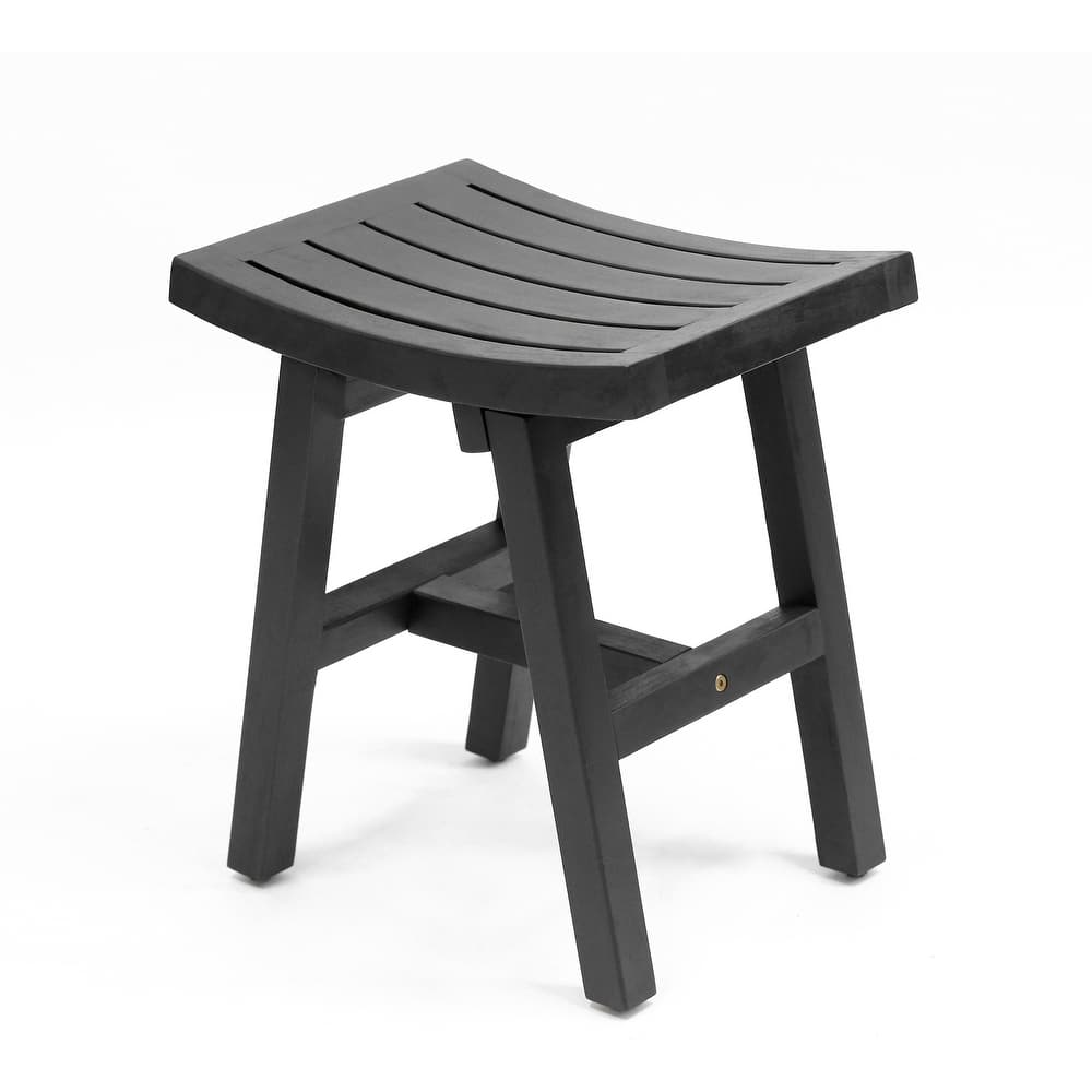 JONATHAN Y Tamlyn 15.75" Acacia Wood Slatted Shower Stool - 15.75L x 11.81W x 17.72H