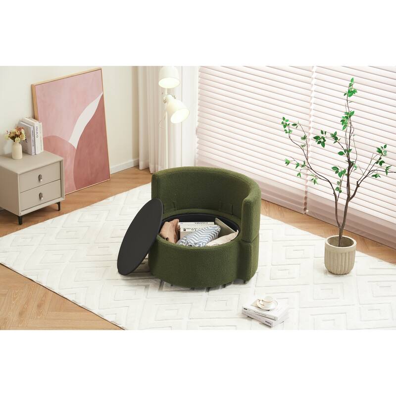 31.5" Swivel Barrel Chair with Storage