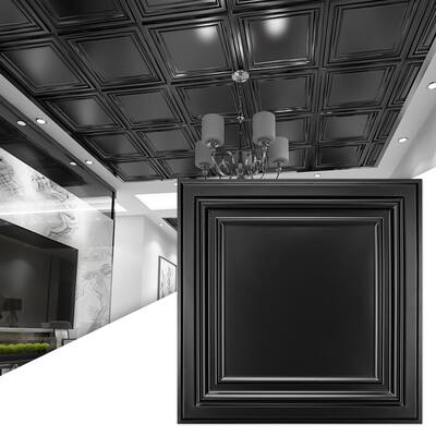 Art3d 2x2 PVC Decorative Suspended Ceiling Tiles,Glue-up Ceiling Tile,12Pcs