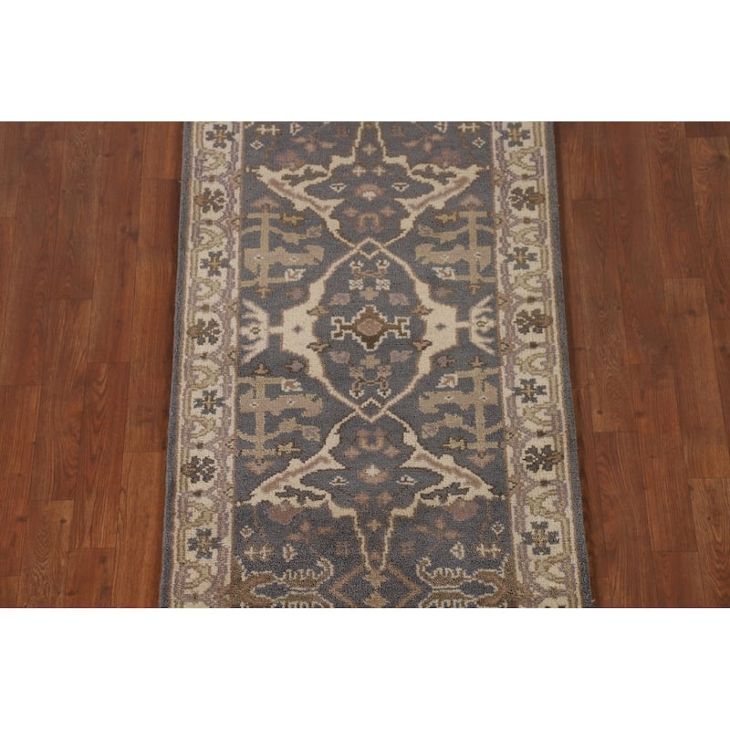 Gray Oushak Oriental Accent Rug Handmade Wool Carpet - 2'7"x 6'1"