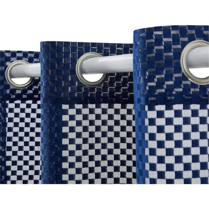 Urban Lifestyle Sheer Navy Colorblock Window Panel