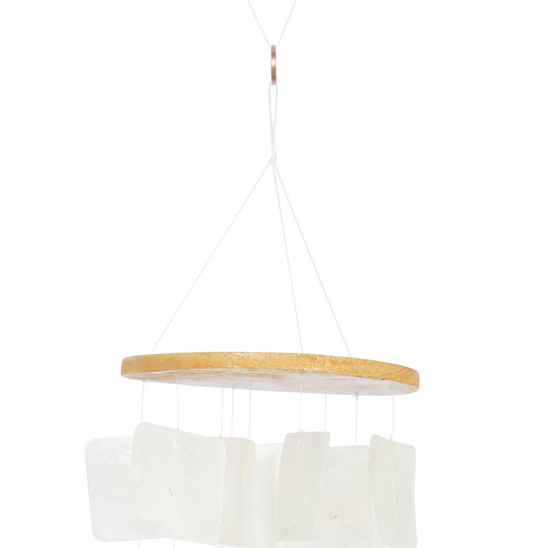 Capiz Shell Waterfall Windchime - Multi Colored, White, Blue, Teal - Roche River Decor