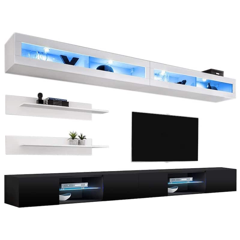 Fly I2 33TV Wall Mounted Floating Modern Entertainment Center - White/Black