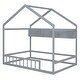 preview thumbnail 15 of 15, Full Size Wooden House Bed Kids Bed with Fence and Roof with Storage Shelf,Solid Construction For Bedroom