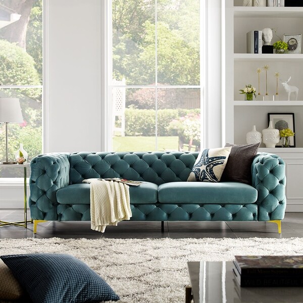 Shop Tufted Velvet Upholstered Chesterfield Sofa - Overstock - 30878325