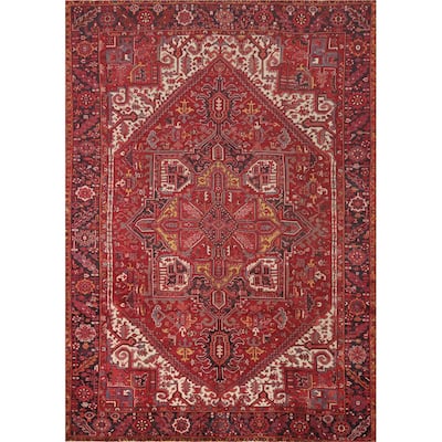 Hand Knotted Oriental 100% Wool Carpet Traditional Medallion Red Heriz Area Rug - 13' 0'' X 9' 8''