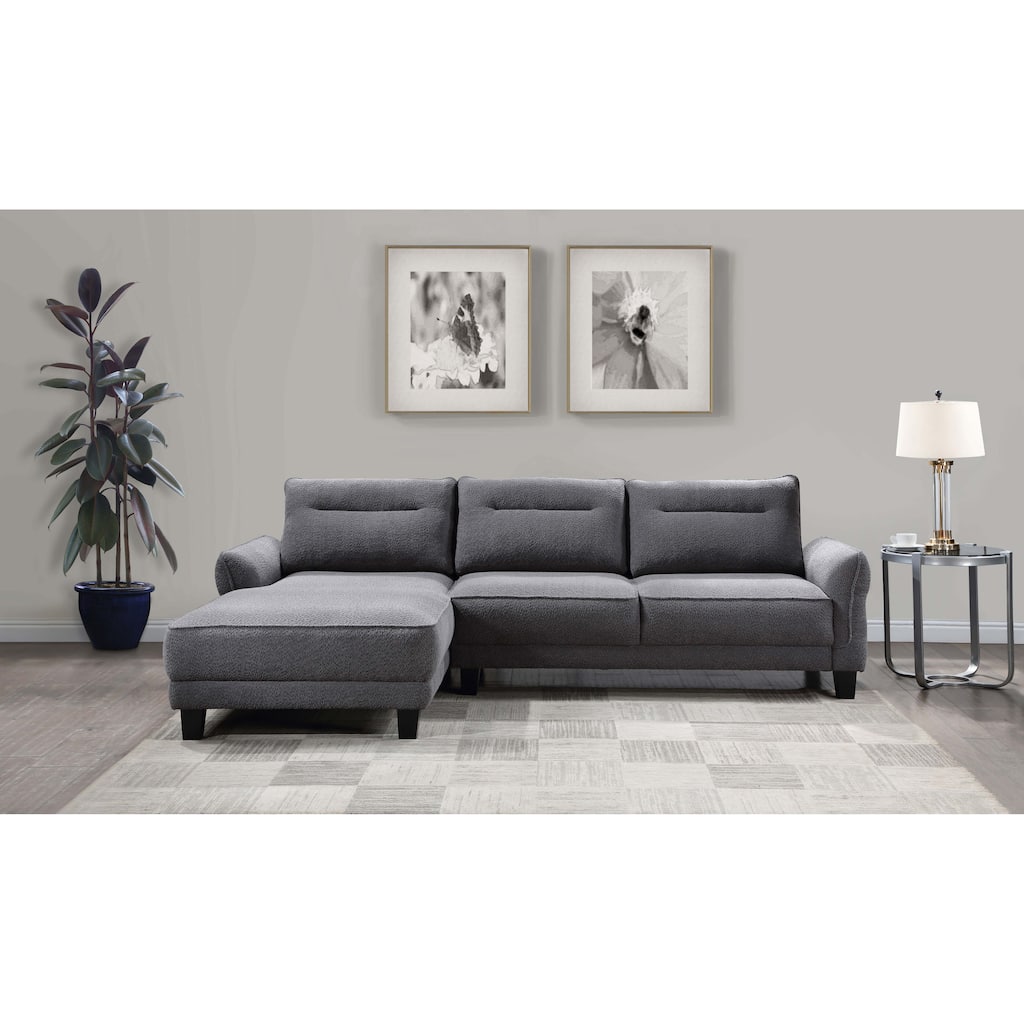 Caspian Upholstered Curved Arm Chaise Sectional Sofa