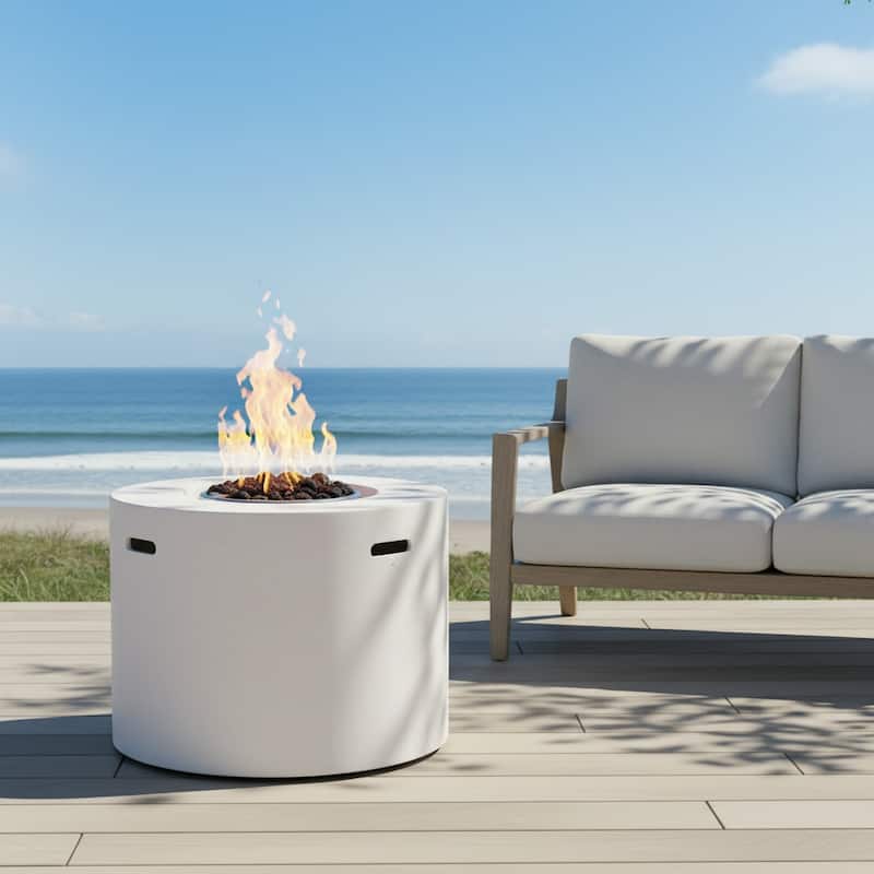 Aidan Outdoor Circular Propane Fire Pit by Christopher Knight Home - White