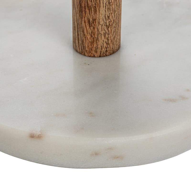 Mango Wood and Marble Mug Rack - 6.0"L x 6.0"W x 16.8"H