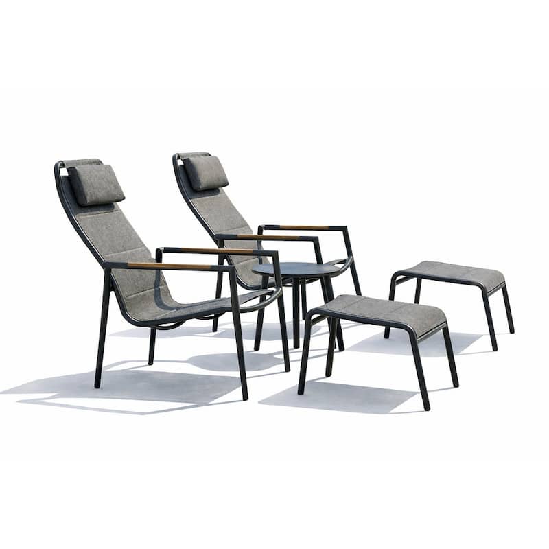 Vonn Relaxed Dark Grey 5-Piece Aluminum Outdoor Chat Set
