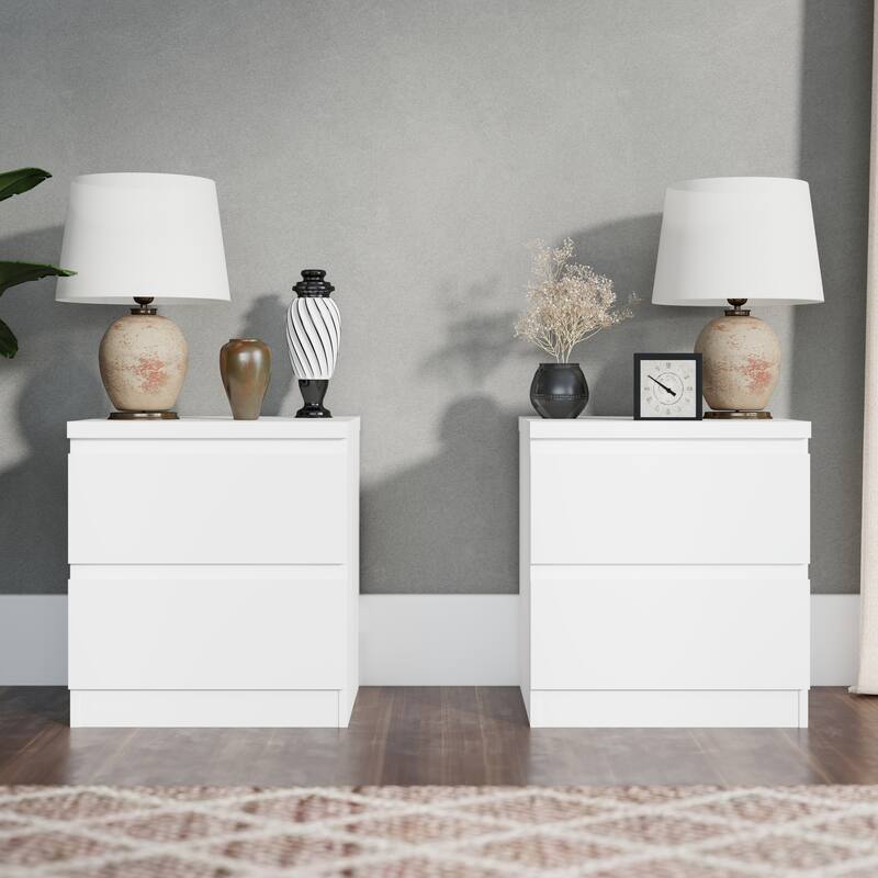 19.7"Nightstand with 2 Drawers, Beside Table with Drawers Handle Free Design,Thickened Top Plate, for Bedroom,Living Room