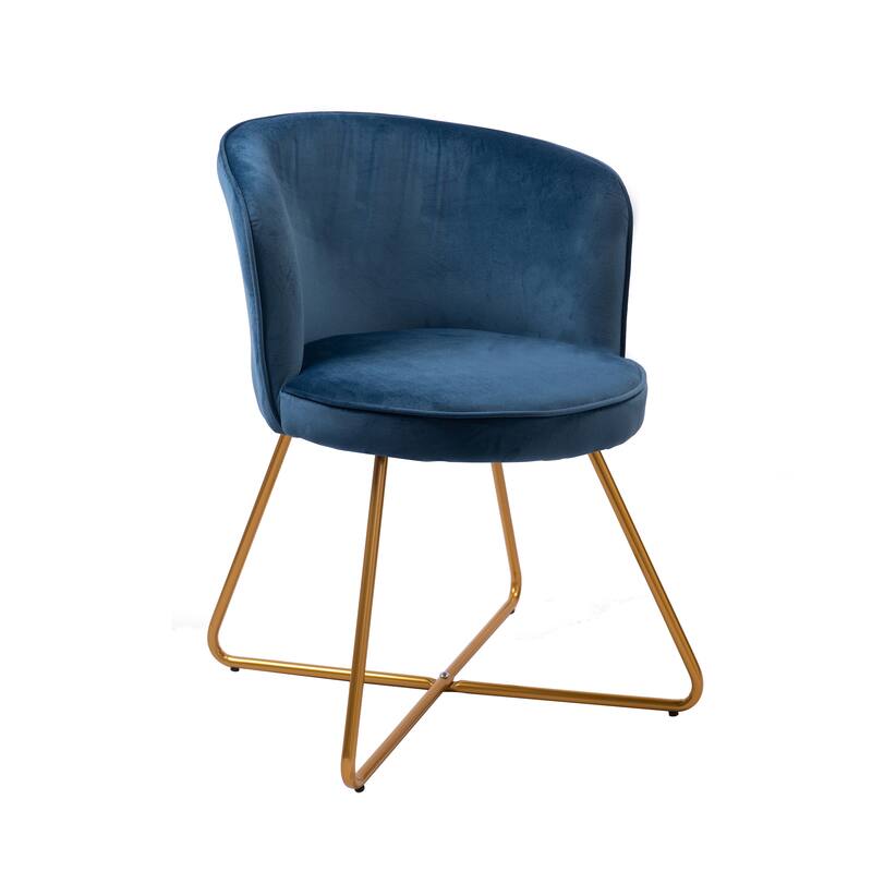 Porthos Home Orry Dining Chair, Velvet Upholstery, Gold Dipped Metal Legs - Single - Blue