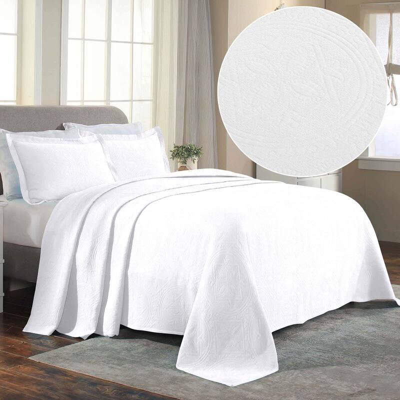 Superior Celtic Circle Cotton Decorative Bedspread Set - White - Full