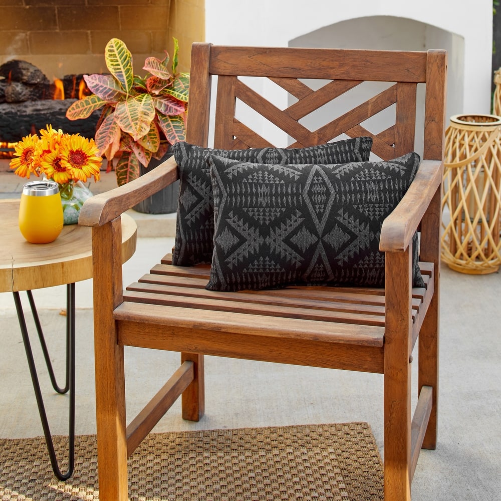 Sunbrella Pendleton Diamond River Printed Indoor/Outdoor Knife Edge Pillow (Set of 2) - 12 in H x 18 in W x 6 in D