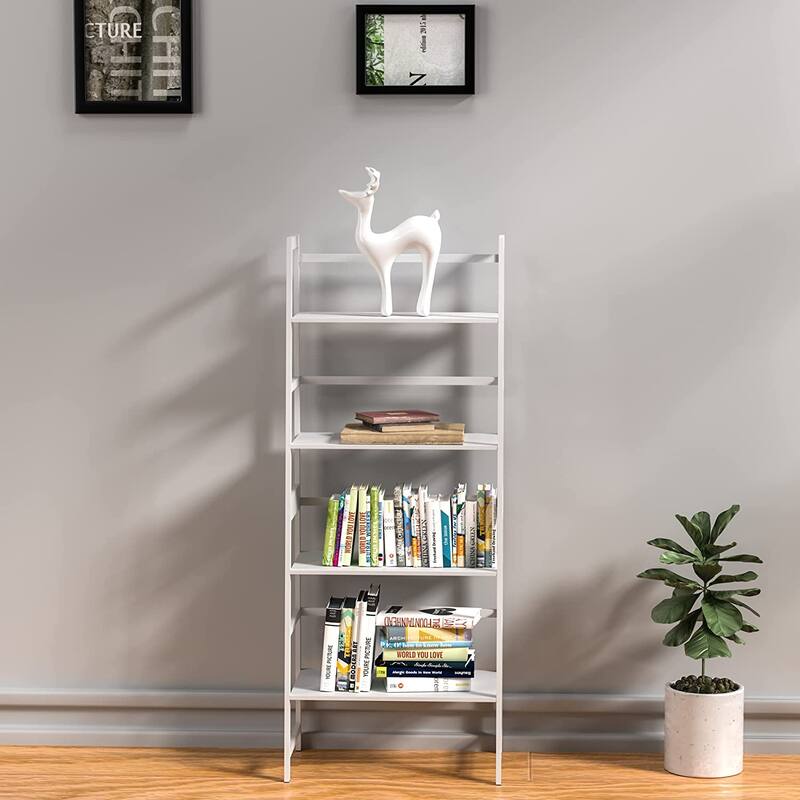 4 Tier Tall Bookshelf Open Ladder Shelf for Bedroom, Living Room