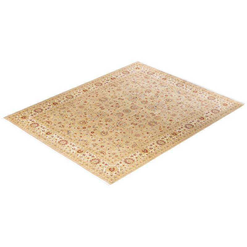 Overton Hand Knotted Wool Vintage Inspired Traditional Mogul Ivory Area Rug - 9 x 12