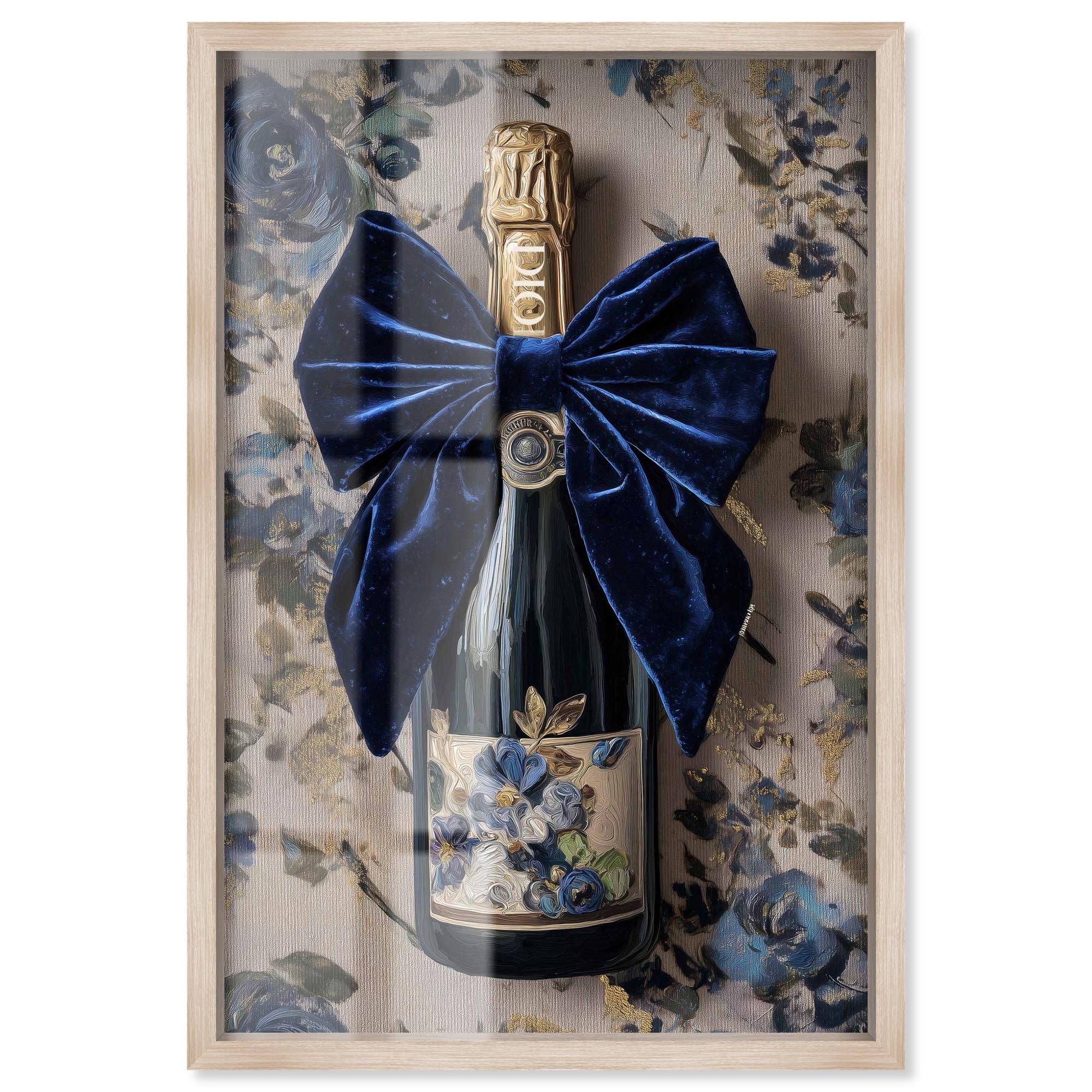 Blue Velvet Champagne Glam Art Shadowbox Print by Art Remedy