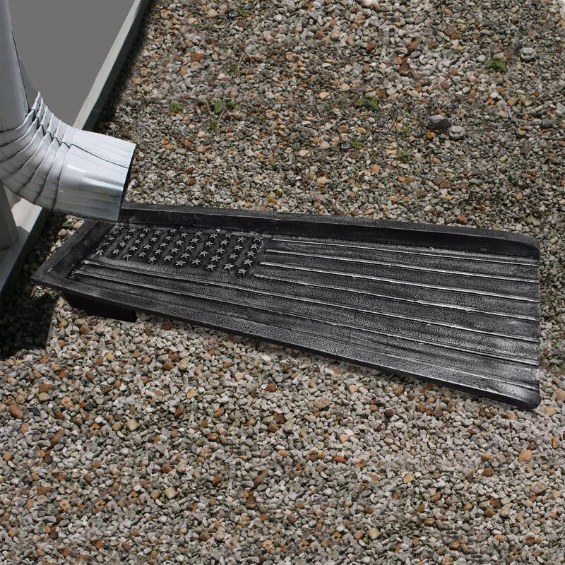USA Patriotic Flag Cast Aluminum Downspout Gutter 24 in. Splash Block - Silver