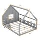 preview thumbnail 2 of 8, Wood House Bed with Window and Fence