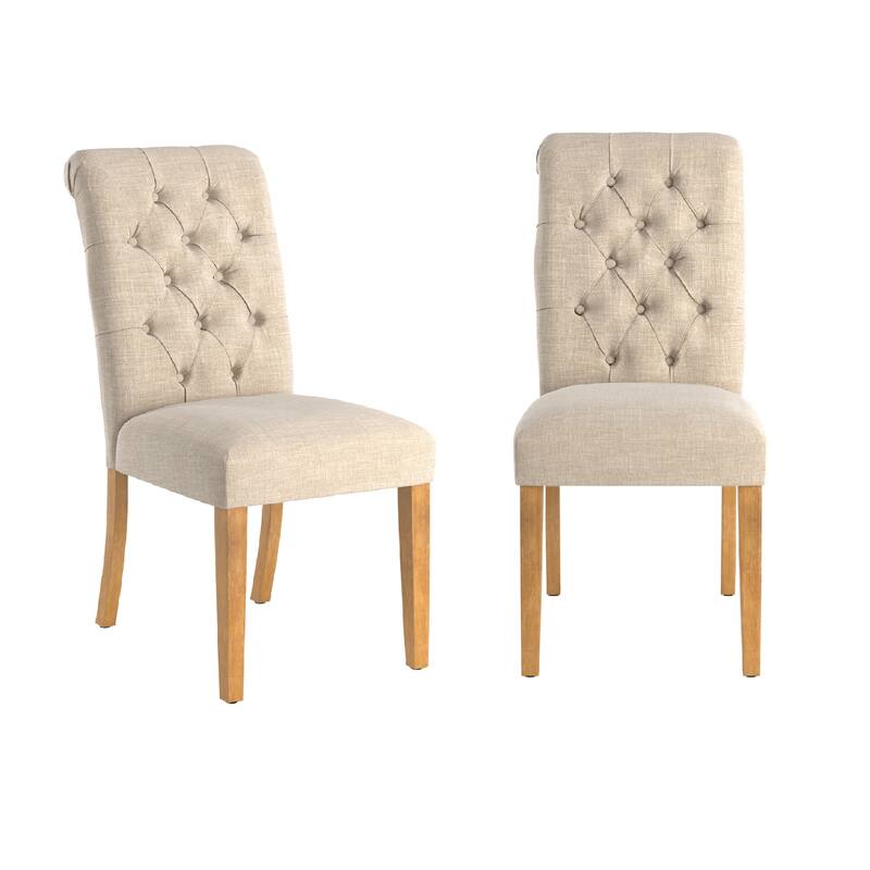Krakova Premium Tufted Rolled Back Parsons Chairs (Set of 2)