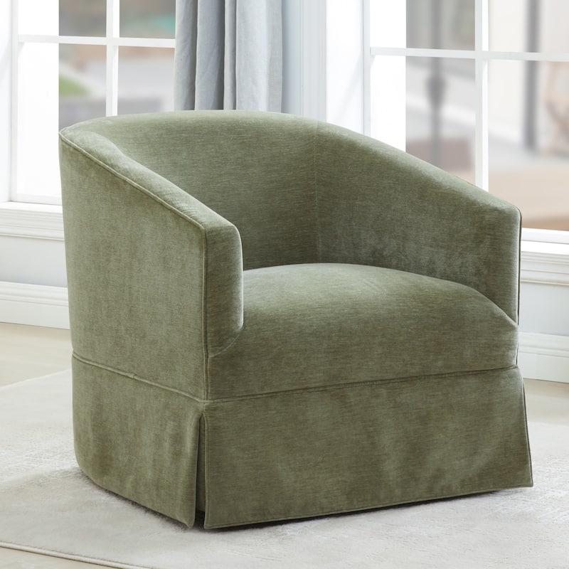 Elayne Skirted Fabric Swivel Accent Chair by Greyson Living