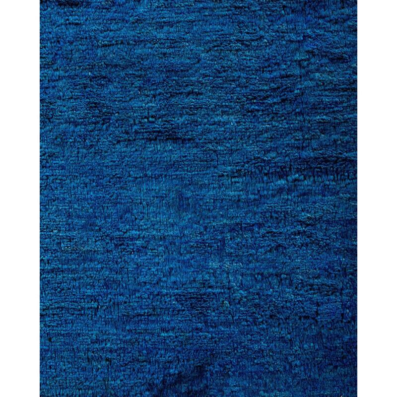 Overton Hand Knotted Wool Vintage Inspired Modern Contemporary Overdyed Blue Area Rug - 6' 1" x 9' 6"