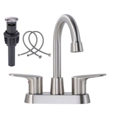 WOWOW 4 in. Centerset Double Handle High Arc Bathroom Faucet