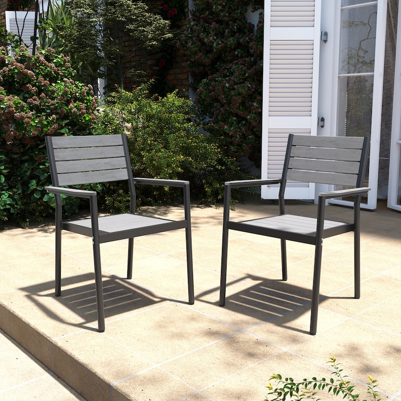 VredHom Outdoor Aluminum Stackable Dining Chairs with Armrest
