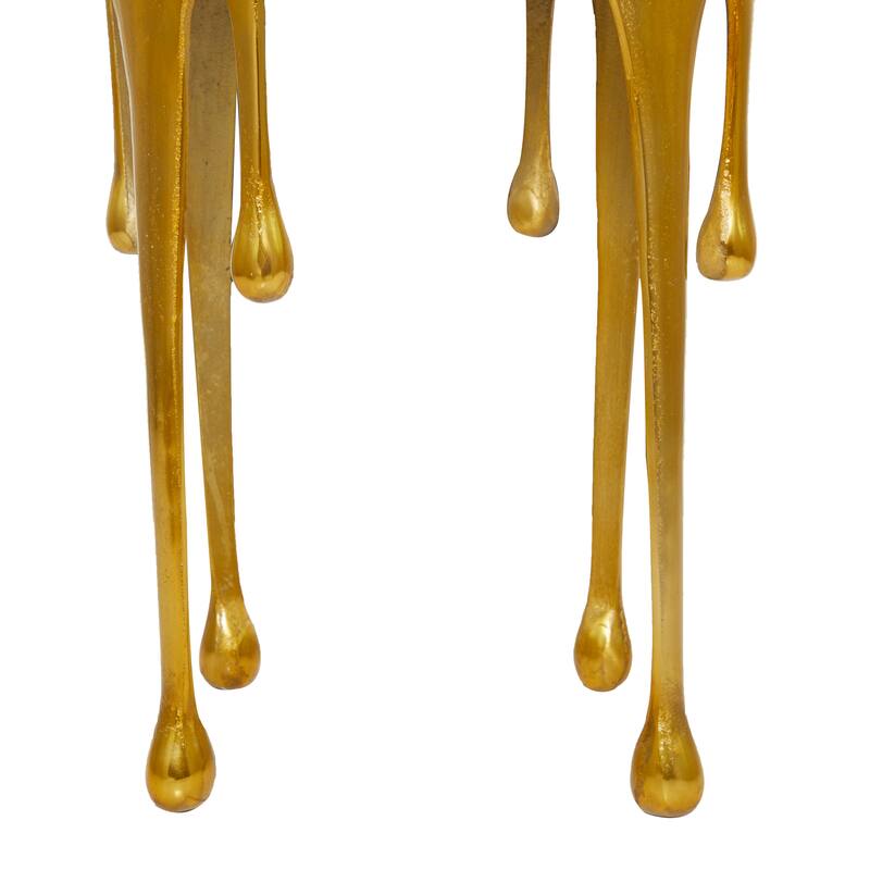 Aluminum Metal Accent, Console, and Coffee Table Collection with Drip Melting Design and Smoke Shaded Glass Top Multiple Colors