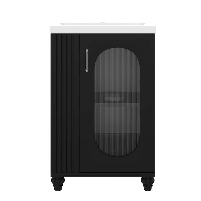 20"Freestanding Bathroom Vanity with Ceramic Sink - Black
