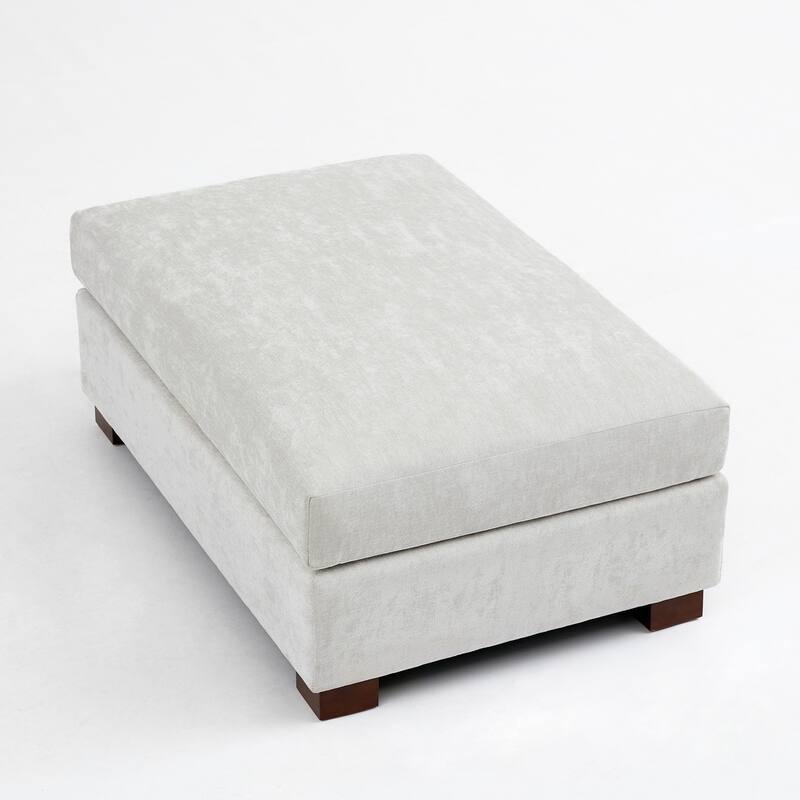 41" W Modern Rectangle Chenille Ottoman