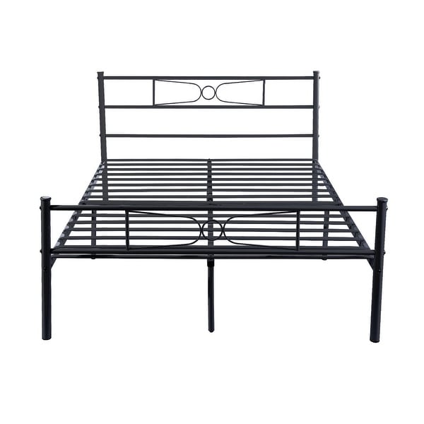 Easy-to-assemble Premium Metal Bed Frame Platform with Headboard , Under-bed Storage