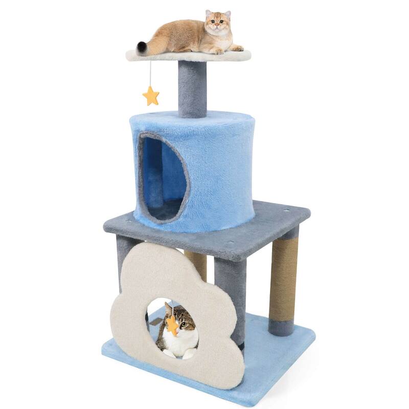 Costway 31.5” Cute Modern Cat Tree with Condo Top Perch Jute - See Details