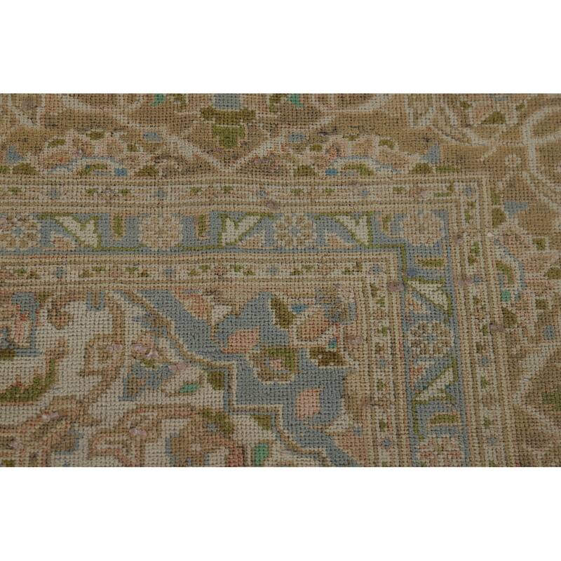 Kashan Vintage Persian Rug Hand-Knotted Traditional Muted Wool Carpet - 8'0" x 11'0"