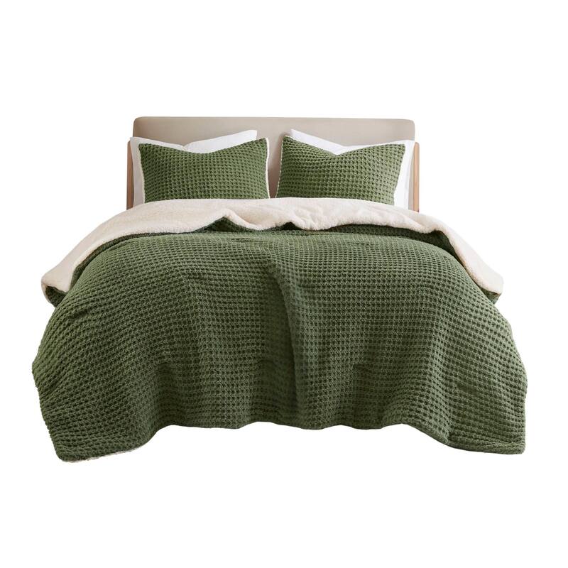 Madison Park Riordan Waffle Knit Chenille Comforter Set