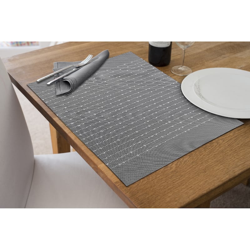 Vinyl Cotton Placemat Pinstripe Gray - Set of 12