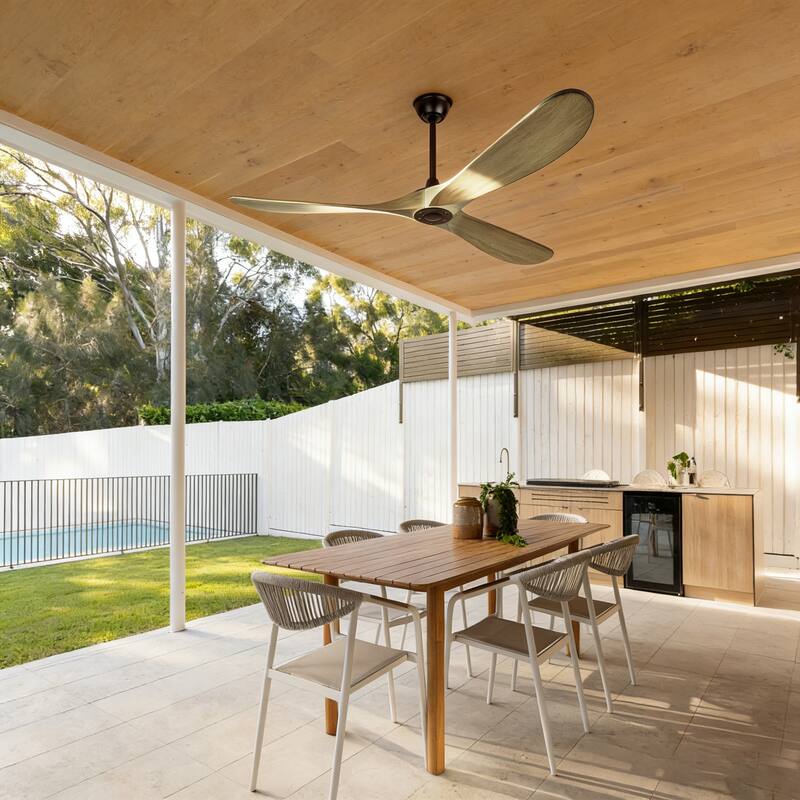 72"Large Size Solid Wood Ceiling Fan without Lights with Remote Control and Wall Switch, for Patio,Indoor,Living Room,Bedroom