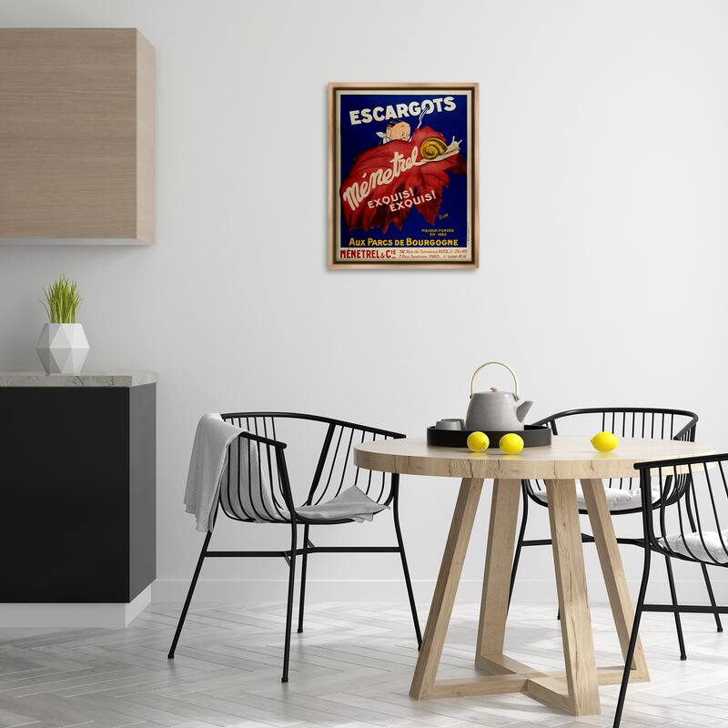 Stupell Vintage Escargots Advertisement Framed Floater Canvas Wall Art Design By Marcus Jules