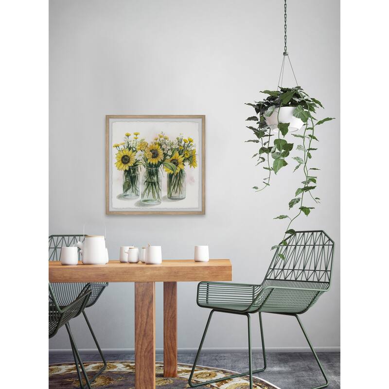 Sunflowers in Glass Jars II Framed Wall Art, Floral Delight - A Blooming Accent for Your Living Space