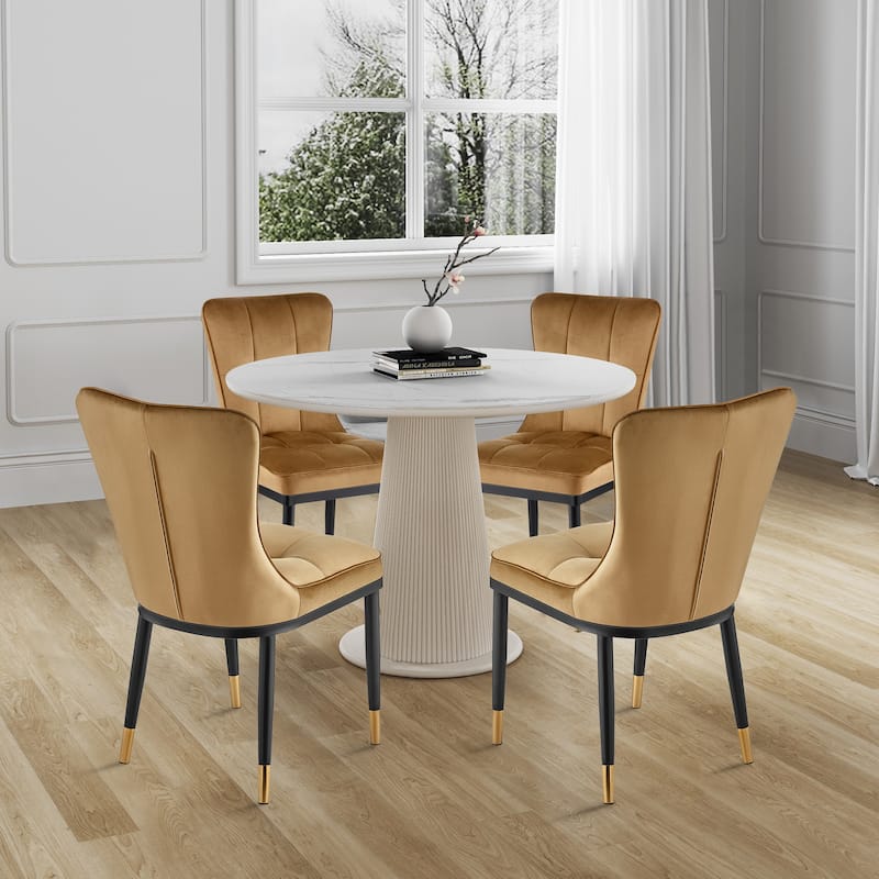 Modern Velvet Upholstered Dining Chairs, Set of 2/4 - 35.8"H x 18.9"W x 23.2"D