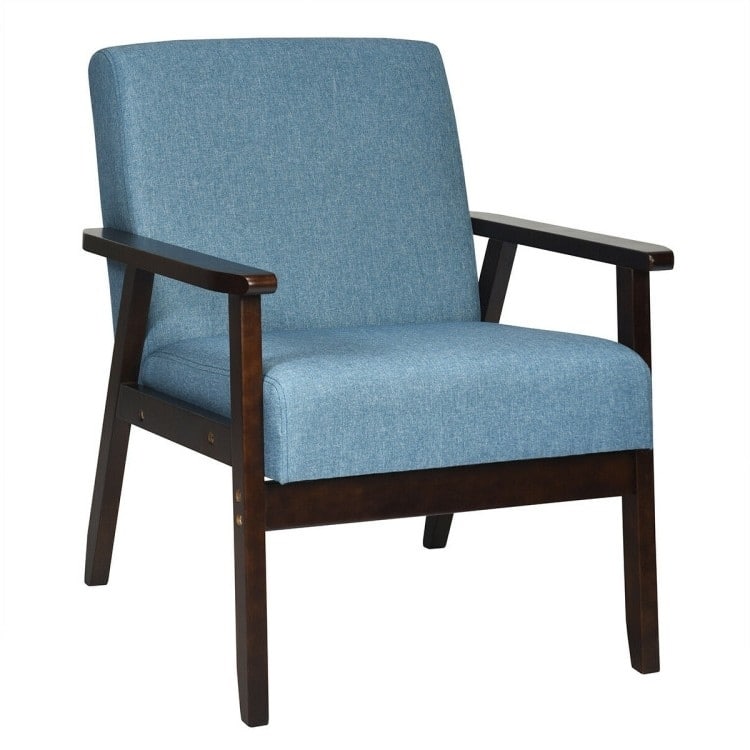 Modern Linen Upholstered Accent Chair with Wooden Frame and Wide Seat Back Support - 25"L x 27.5"W x 31"H