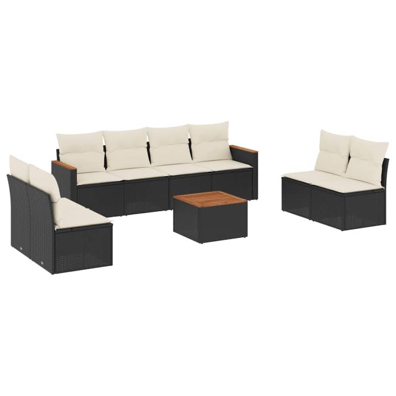 vidaXL Garden Sofa Set Black - 24.4 x 24.2 x 27.2