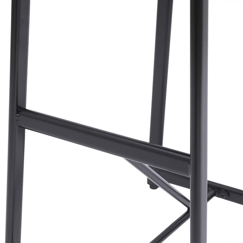 GDFStudio - Axis Modern Wooden Round Seat Counter Height Bar Stool with Adjustable Leg Pads, Metal Frame & Footrest, Set of 3