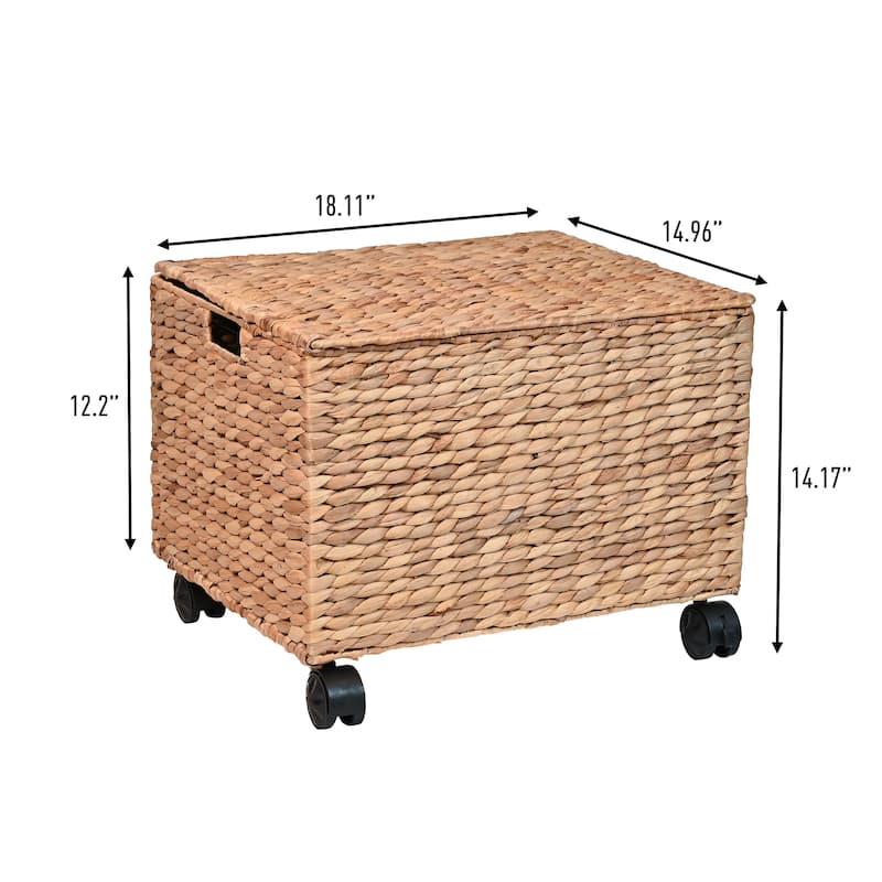 Rolling Filing Basket with Lid and 360 Degree Lockable Wheels