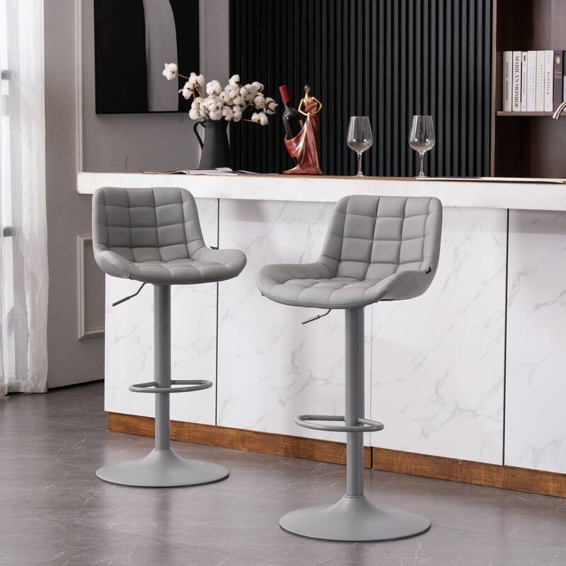 Modern Adjustable Swivel Bar Stools Counter Height Set of 2