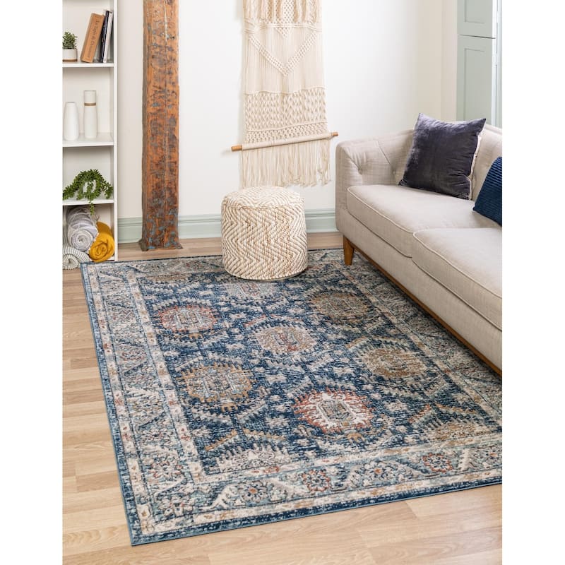 Traditional Jeopok Collection Area Rug - Blue - 7'1"x10'