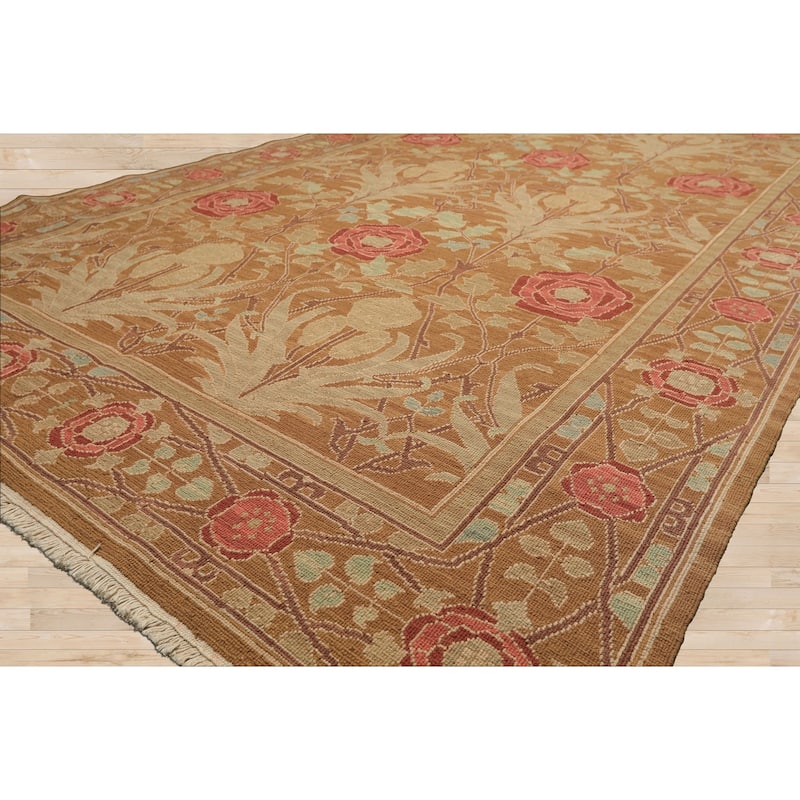 5'10''x8'10'' Hand Knotted Flatweave Wool Gold Nourison Arts & Crafts Oushak Rug - 5' 10'' x 8' 10''