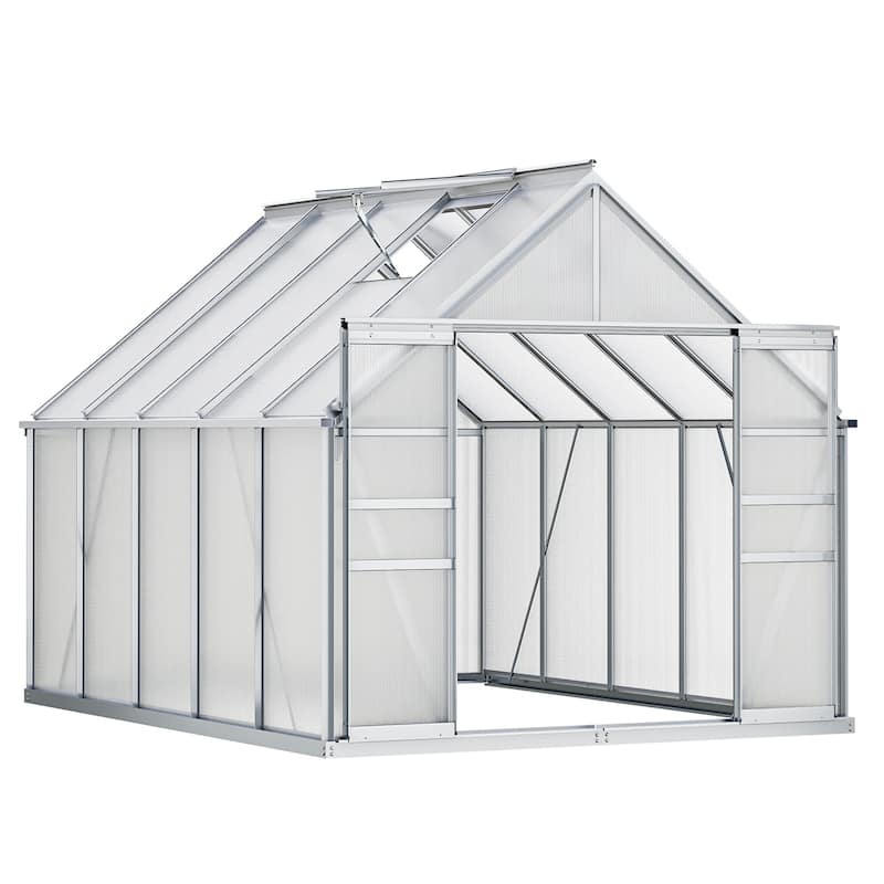 Moasis 6'W X 4/6/8/10/12/16'D Dual-wall PC Walk-in Hobby Greenhouse with Aluminum Frame