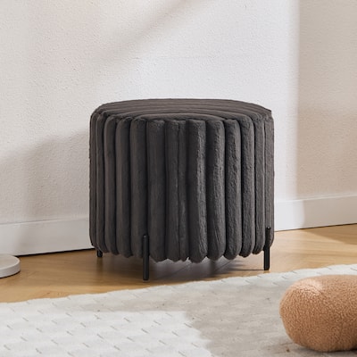 22.1"W Modern Round Ottoman,Upholstered Foot Stool with Metal Legs